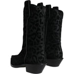 Dolce & Gabbana Black Gray Leopard Cowboy Boots Shoes LA11525-35