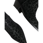 Dolce & Gabbana Black Gray Leopard Cowboy Boots Shoes LA11525-35
