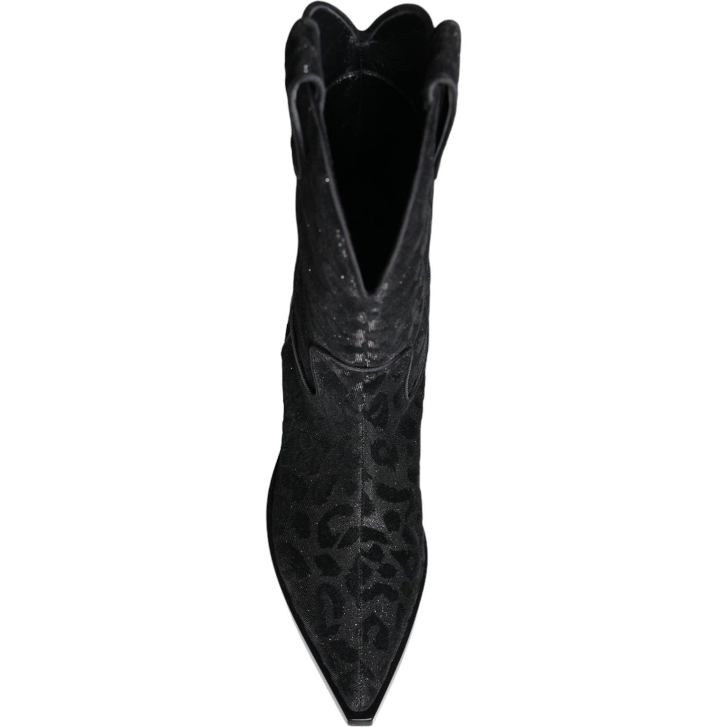 Dolce & Gabbana Black Gray Leopard Cowboy Boots Shoes LA11525-35