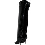 Dolce & Gabbana Black Patent Leather Knee High Boots Shoes LA11527-36.5
