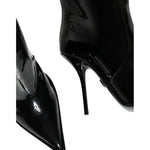 Dolce & Gabbana Black Patent Leather Knee High Boots Shoes LA11527-36.5