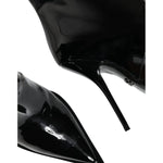 Dolce & Gabbana Black Patent Leather Mid Calf Boots Shoes LA11545-40