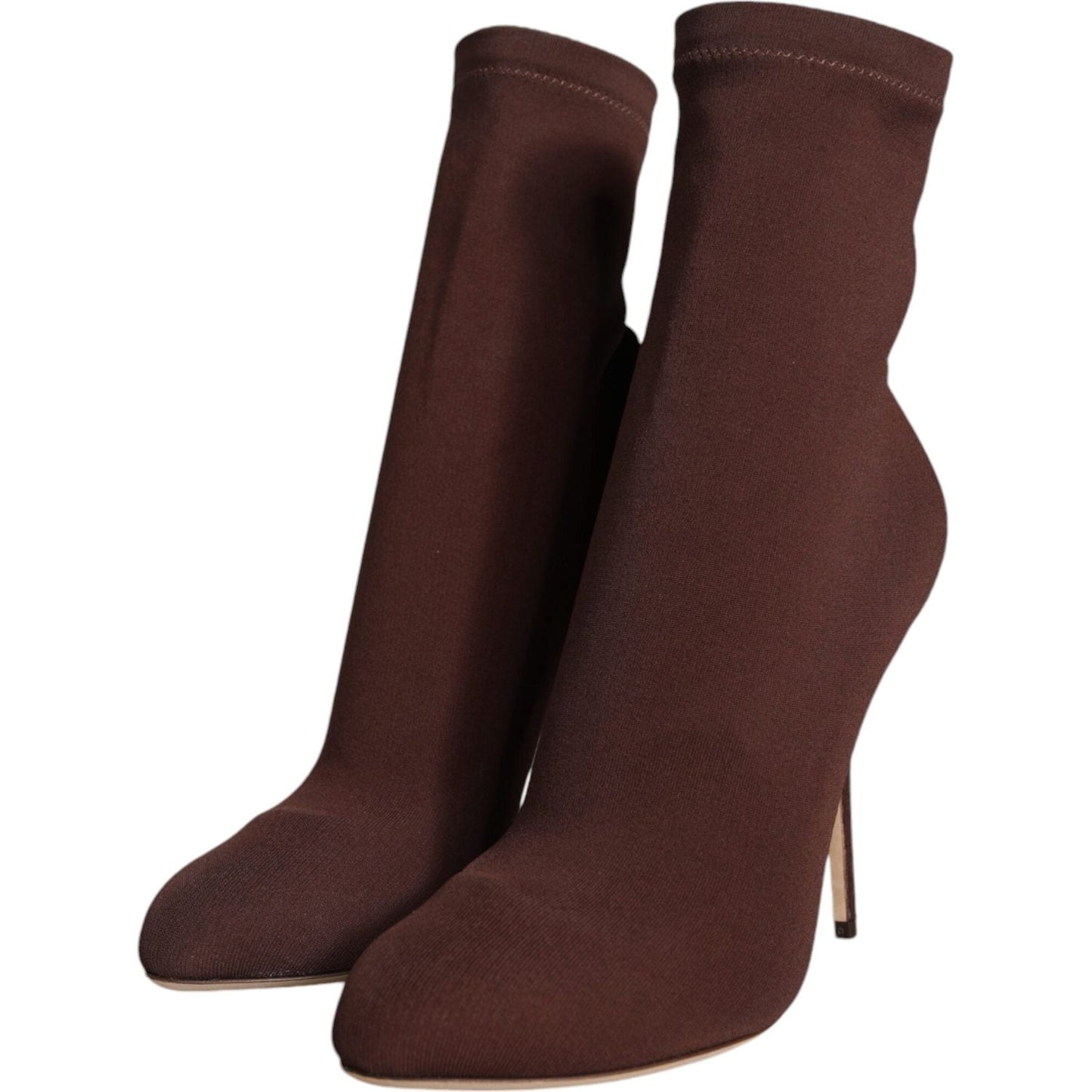 Dolce & Gabbana Brown Stiletto Heels Socks Ankle Boots Shoes LA11619-39