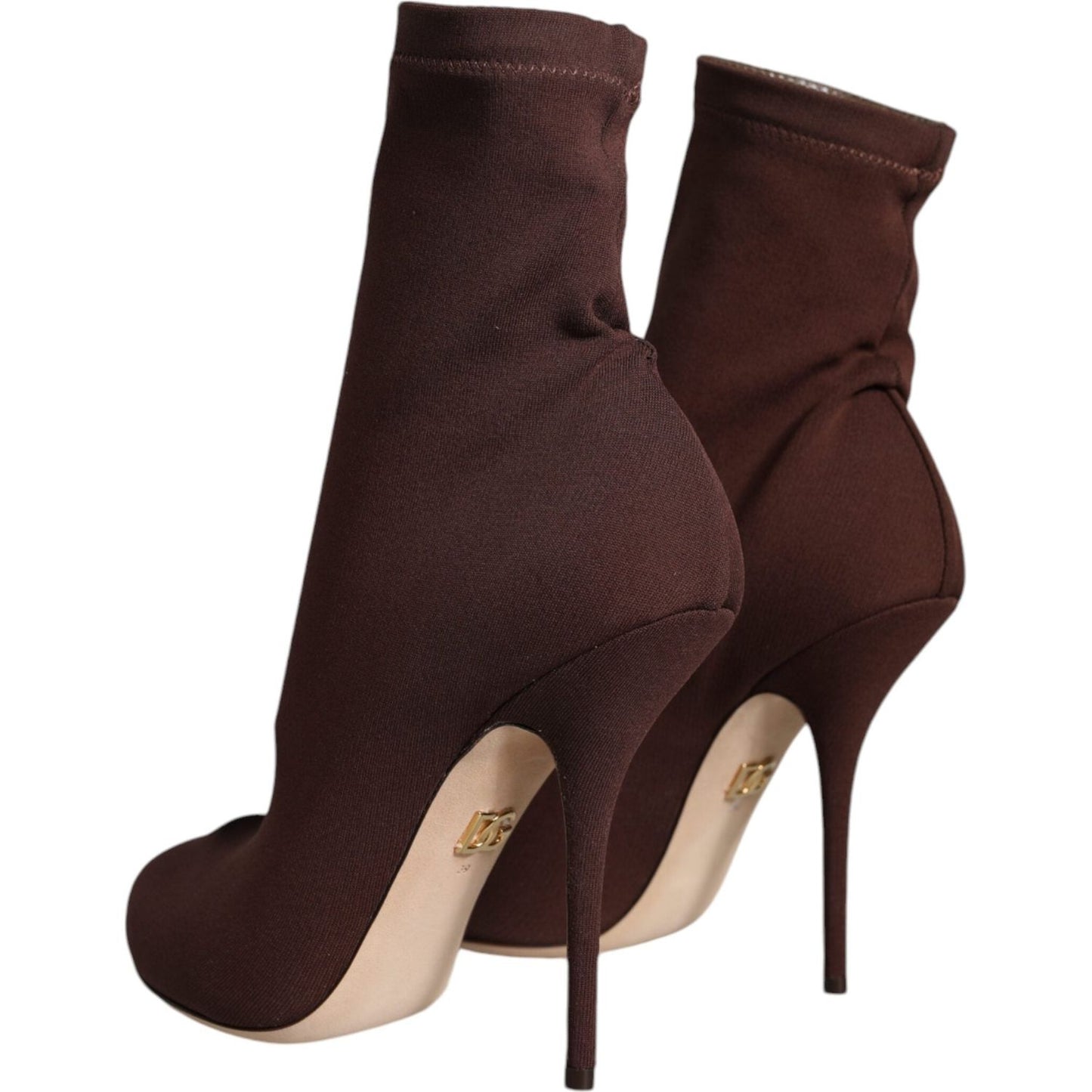 Dolce & Gabbana Brown Stiletto Heels Socks Ankle Boots Shoes LA11619-39