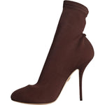 Dolce & Gabbana Brown Stiletto Heels Socks Ankle Boots Shoes LA11619-39