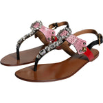 Dolce & Gabbana Multicolor Crystal Sandals Flip Flops Shoes LA11376-38.5