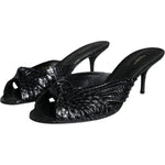 Dolce & Gabbana Black Leather Heels Slides Sandals Shoes LA11467-38.5