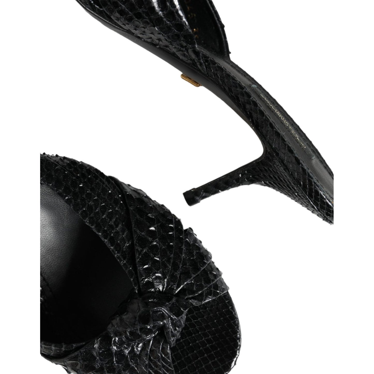 Dolce & Gabbana Black Leather Heels Slides Sandals Shoes LA11467-38.5