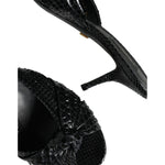 Dolce & Gabbana Black Leather Heels Slides Sandals Shoes LA11467-38.5