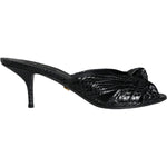Dolce & Gabbana Black Leather Heels Slides Sandals Shoes LA11467-38.5