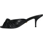 Dolce & Gabbana Black Leather Heels Slides Sandals Shoes LA11467-38.5