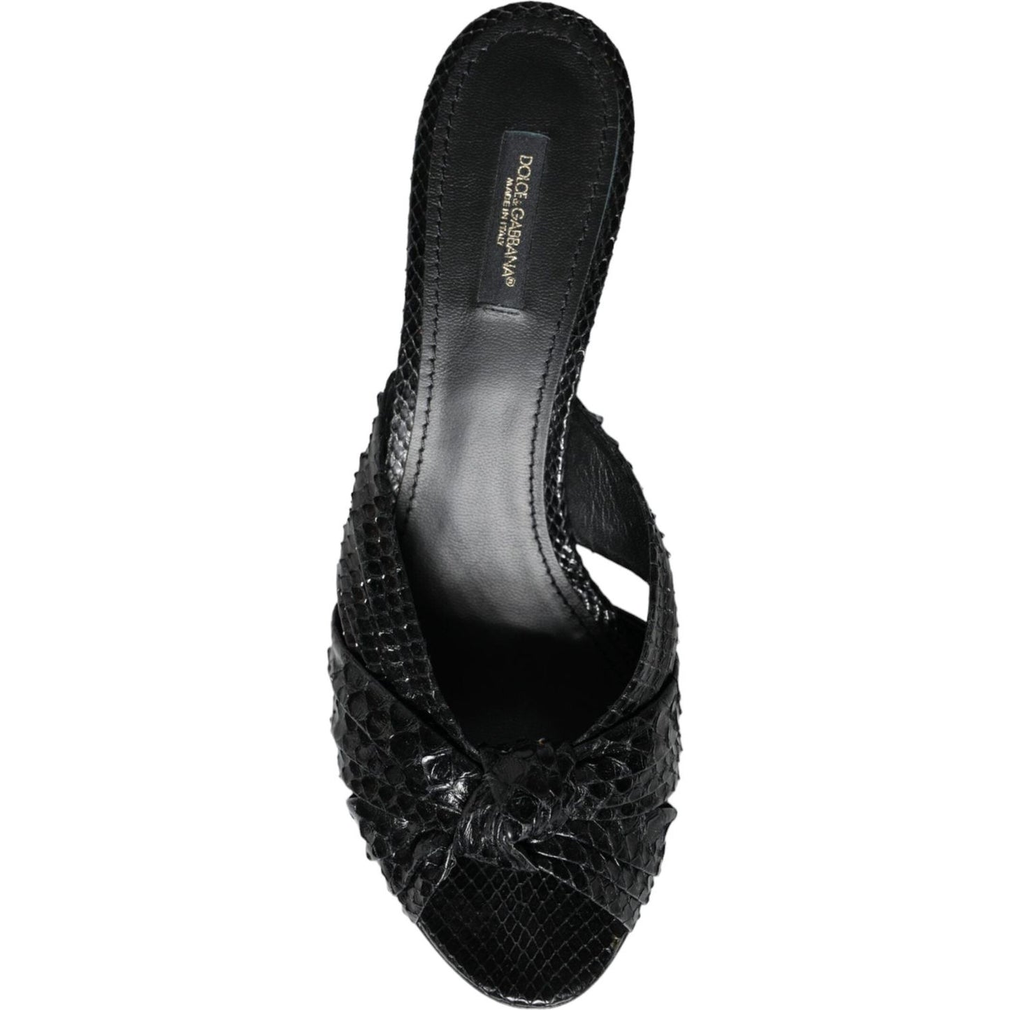 Dolce & Gabbana Black Leather Heels Slides Sandals Shoes LA11467-38.5