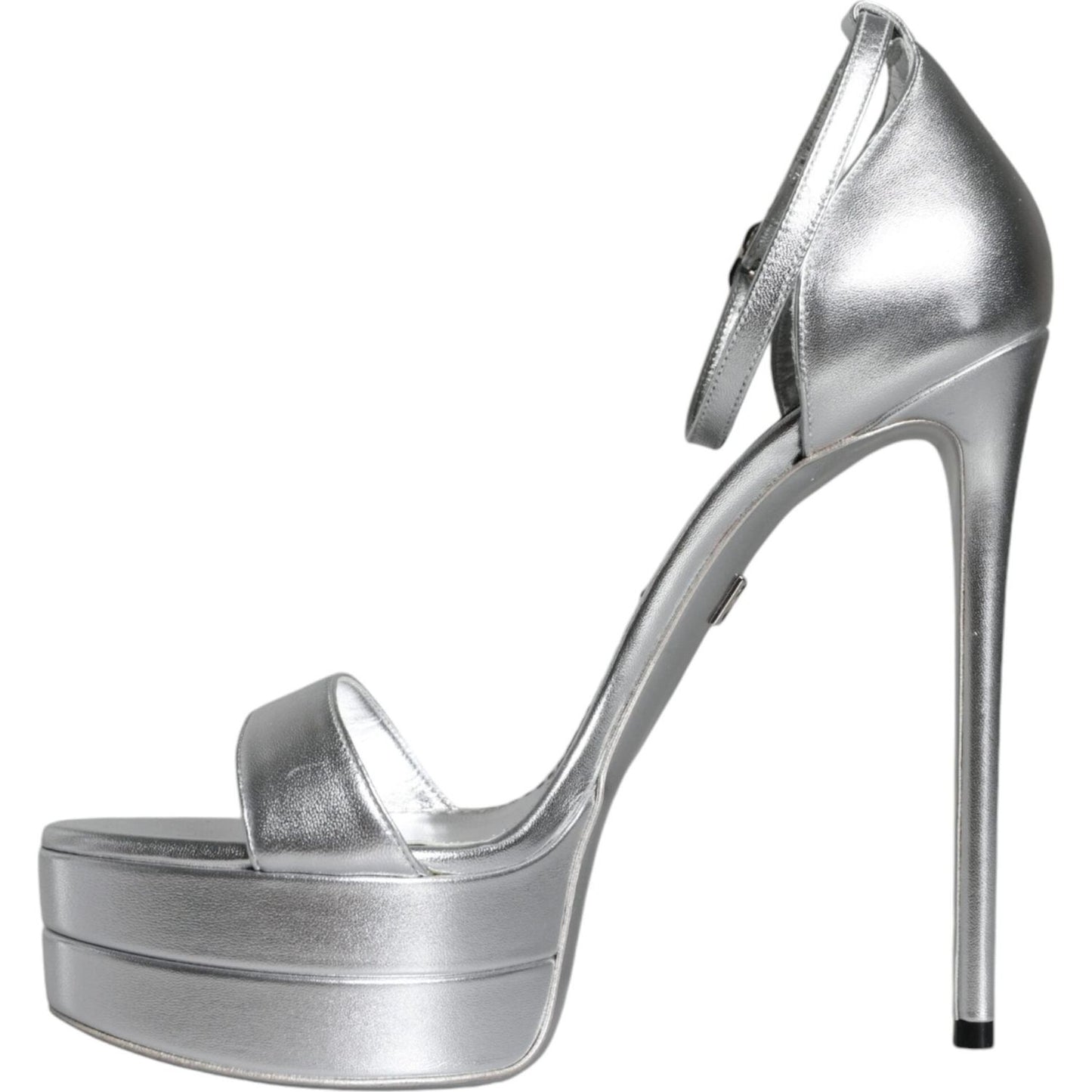 Dolce & Gabbana Silver Leather Platform Keira Sandals Shoes LA11514-39