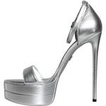 Dolce & Gabbana Silver Leather Platform Keira Sandals Shoes LA11514-39