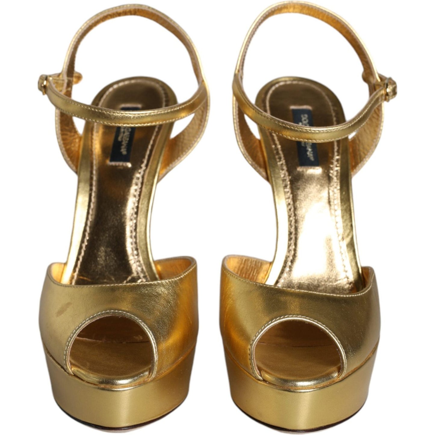 Dolce & Gabbana Gold Bette Leather Heels Sandals Shoes LA11516-40