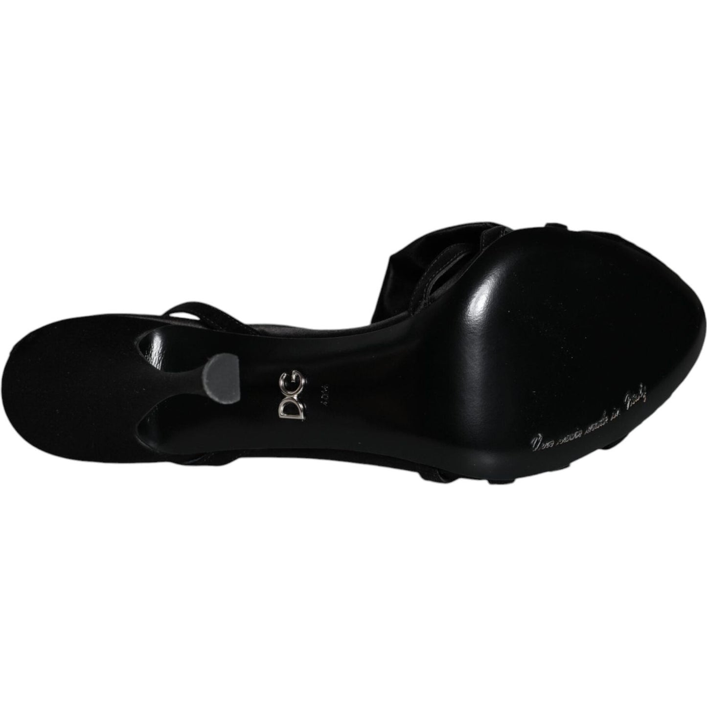 Dolce & Gabbana Black Crystal Ankle Strap Sandals Shoes LA11595-40.5