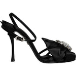Dolce & Gabbana Black Crystal Ankle Strap Sandals Shoes LA11595-40.5