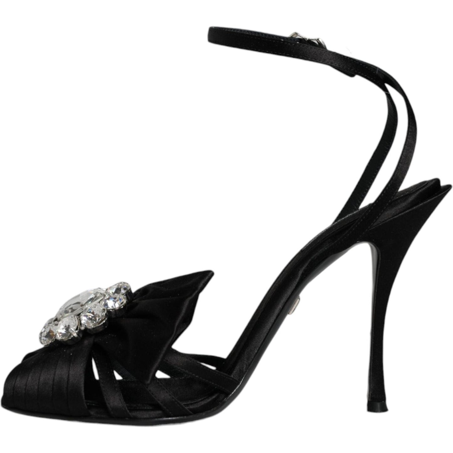 Dolce & Gabbana Black Crystal Ankle Strap Sandals Shoes LA11595-40.5
