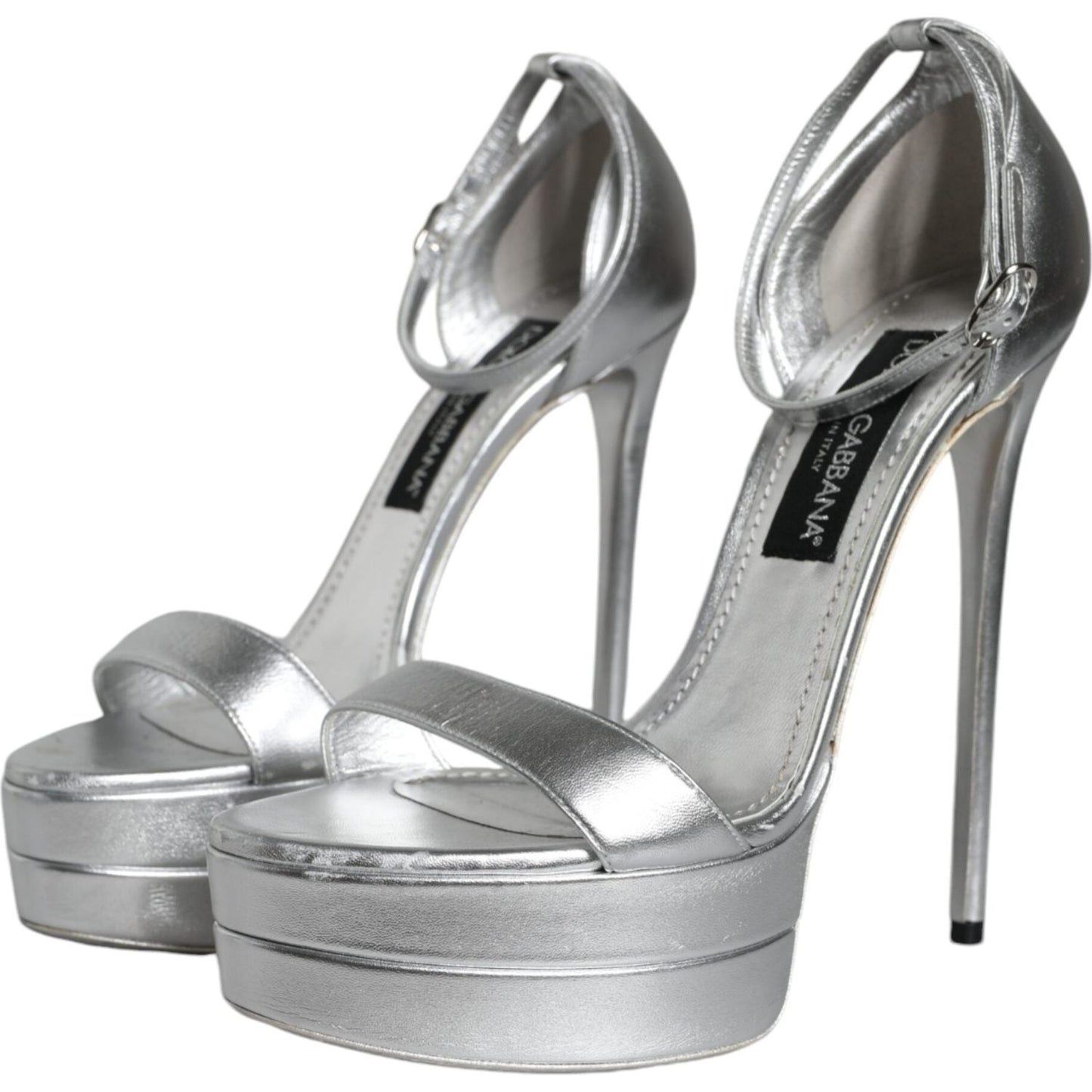 Dolce & Gabbana Silver KEIRA Heels Ankle Strap Sandals Shoes LA11667-40