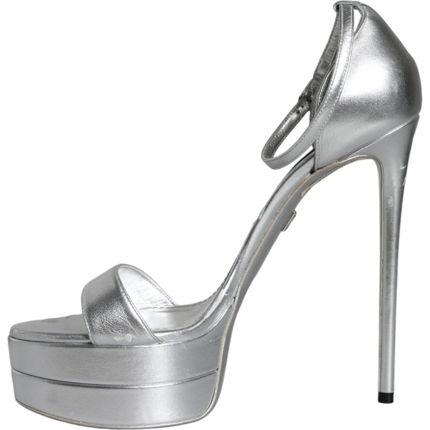 Dolce & Gabbana Silver KEIRA Heels Ankle Strap Sandals Shoes LA11667-40