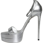 Dolce & Gabbana Silver KEIRA Heels Ankle Strap Sandals Shoes LA11667-40