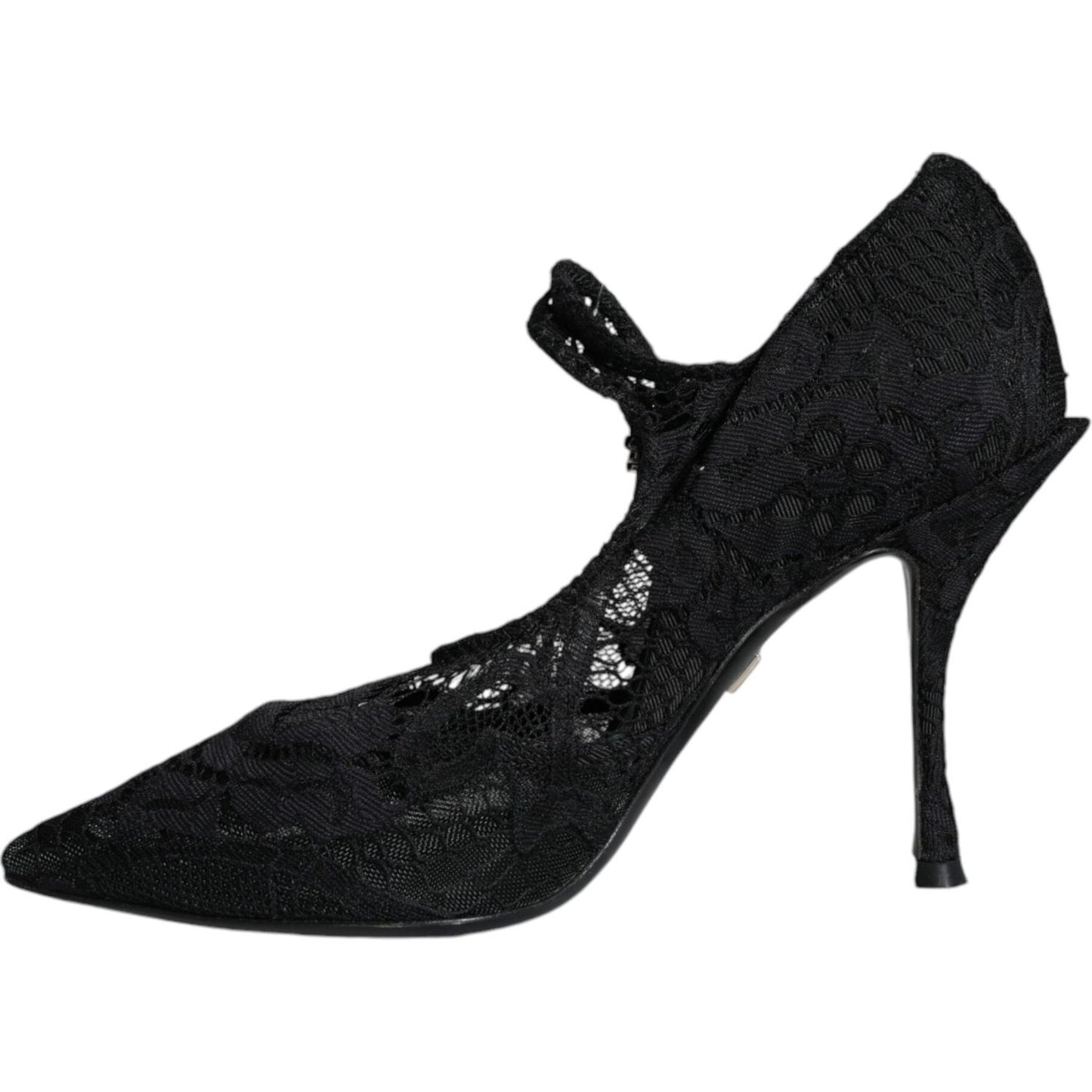 Dolce & Gabbana Black Mary Jane Pumps Lace Crystals Heels Shoes LA11418-35