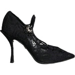 Dolce & Gabbana Black Mary Jane Pumps Lace Crystals Heels Shoes LA11418-35