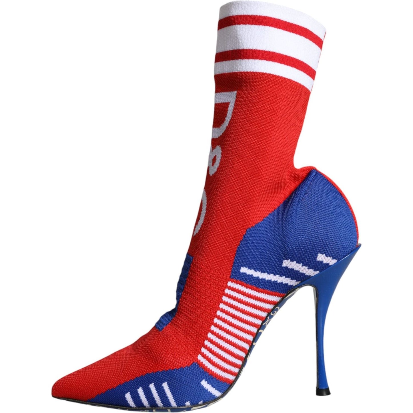 Dolce & Gabbana Red Blue Stretch Sock Style Ankle Boots Logo Shoes LA11433-37.5