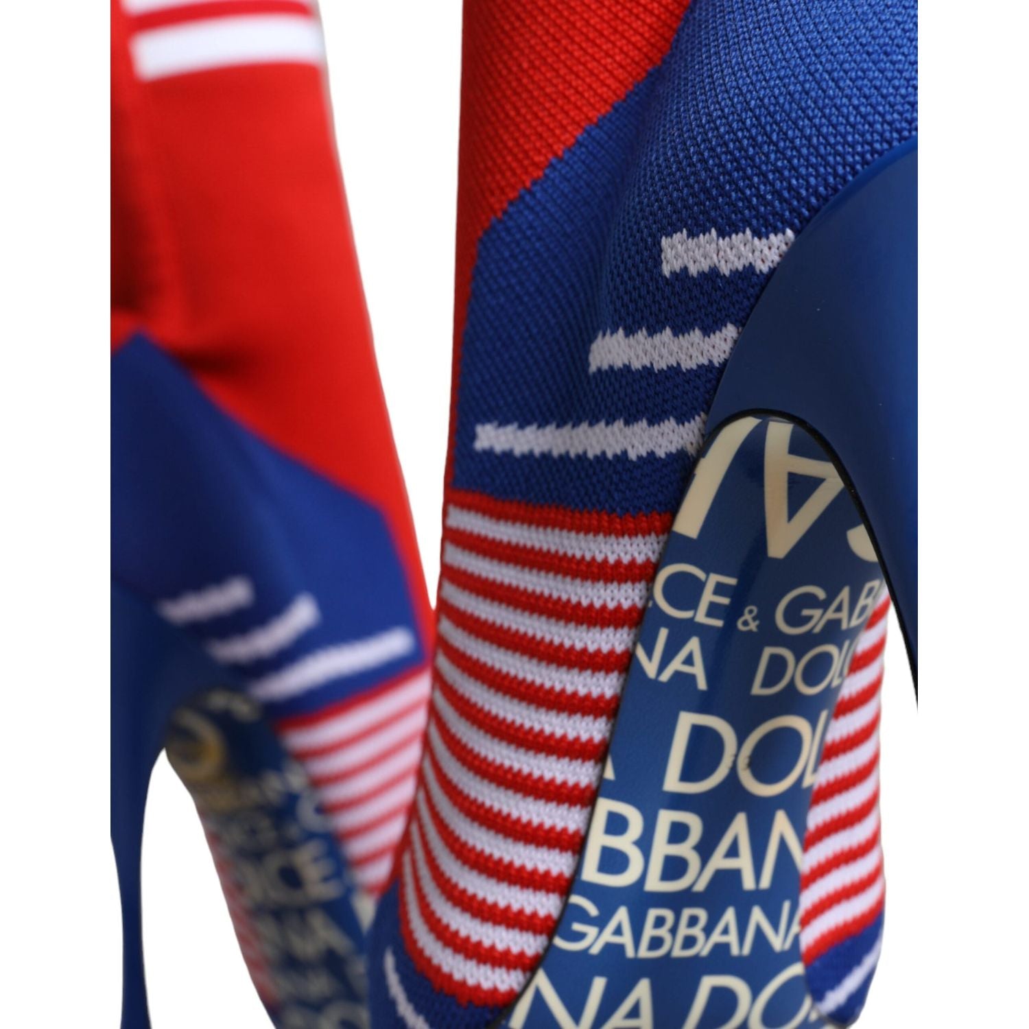 Dolce & Gabbana Red Blue Stretch Sock Style Ankle Boots Logo Shoes
