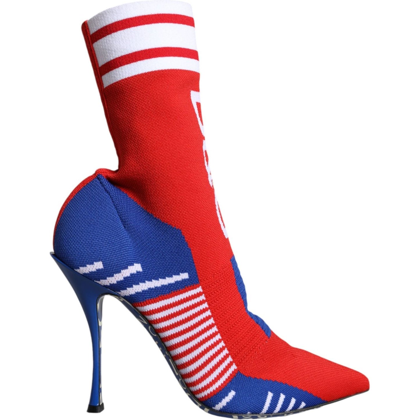 Dolce & Gabbana Red Blue Stretch Sock Style Ankle Boots Logo Shoes LA11433-37.5