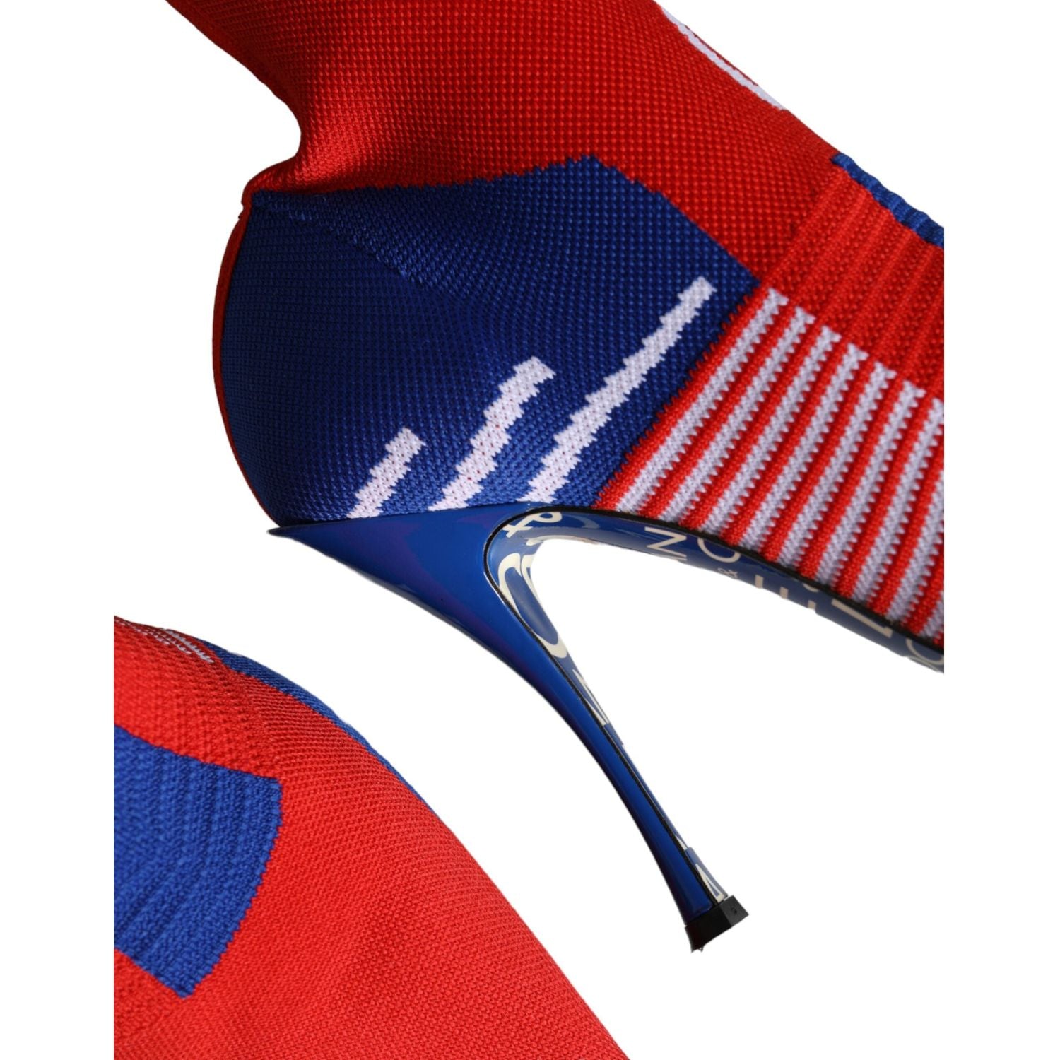 Dolce & Gabbana Red Blue Stretch Sock Style Ankle Boots Logo Shoes