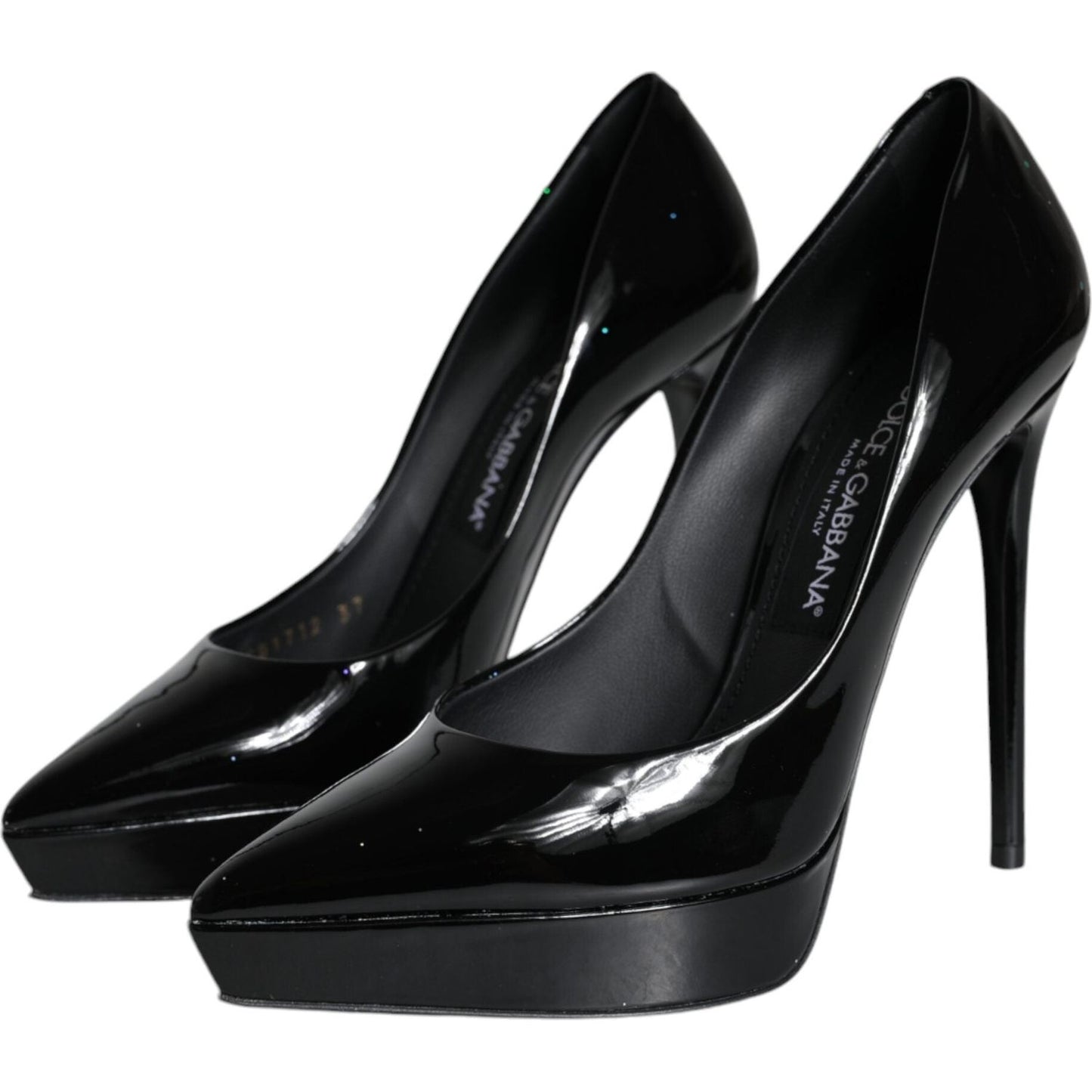 Dolce & Gabbana Black Leather Platform Heels Pumps Shoes LA11510-37