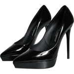 Dolce & Gabbana Black Leather Platform Heels Pumps Shoes LA11510-37