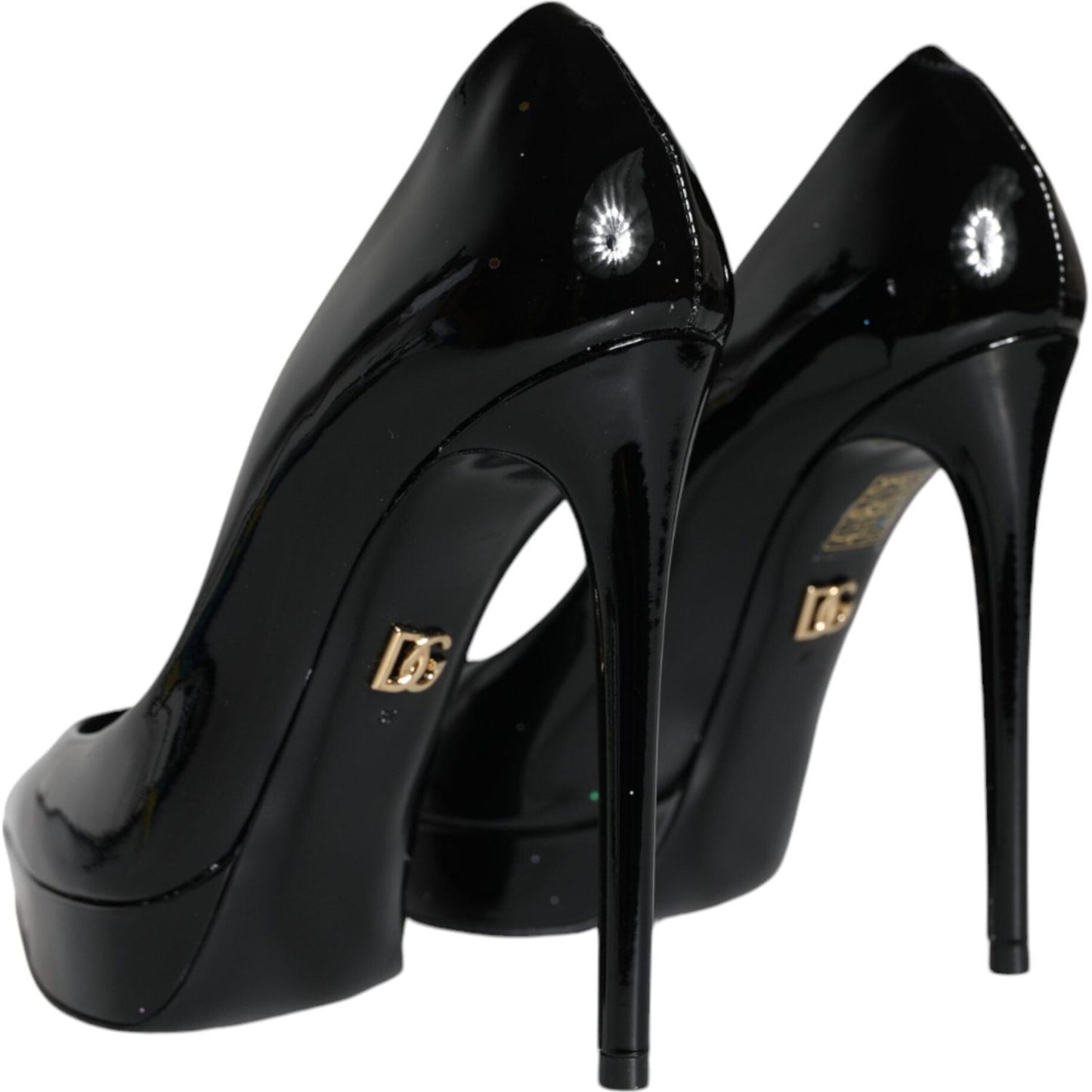 Dolce & Gabbana Black Leather Platform Heels Pumps Shoes LA11510-37