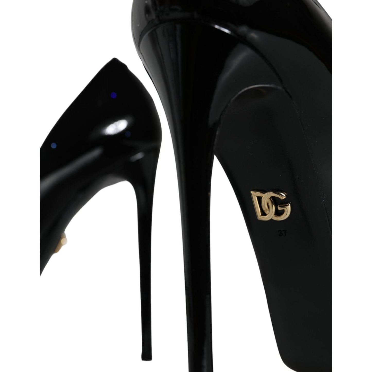 Dolce & Gabbana Black Leather Platform Heels Pumps Shoes LA11510-37