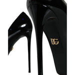 Dolce & Gabbana Black Leather Platform Heels Pumps Shoes LA11510-37