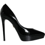Dolce & Gabbana Black Leather Platform Heels Pumps Shoes LA11510-37