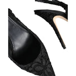 Dolce & Gabbana Black Taormina Lace Bellucci Slingbacks Shoes LA11642-40.5