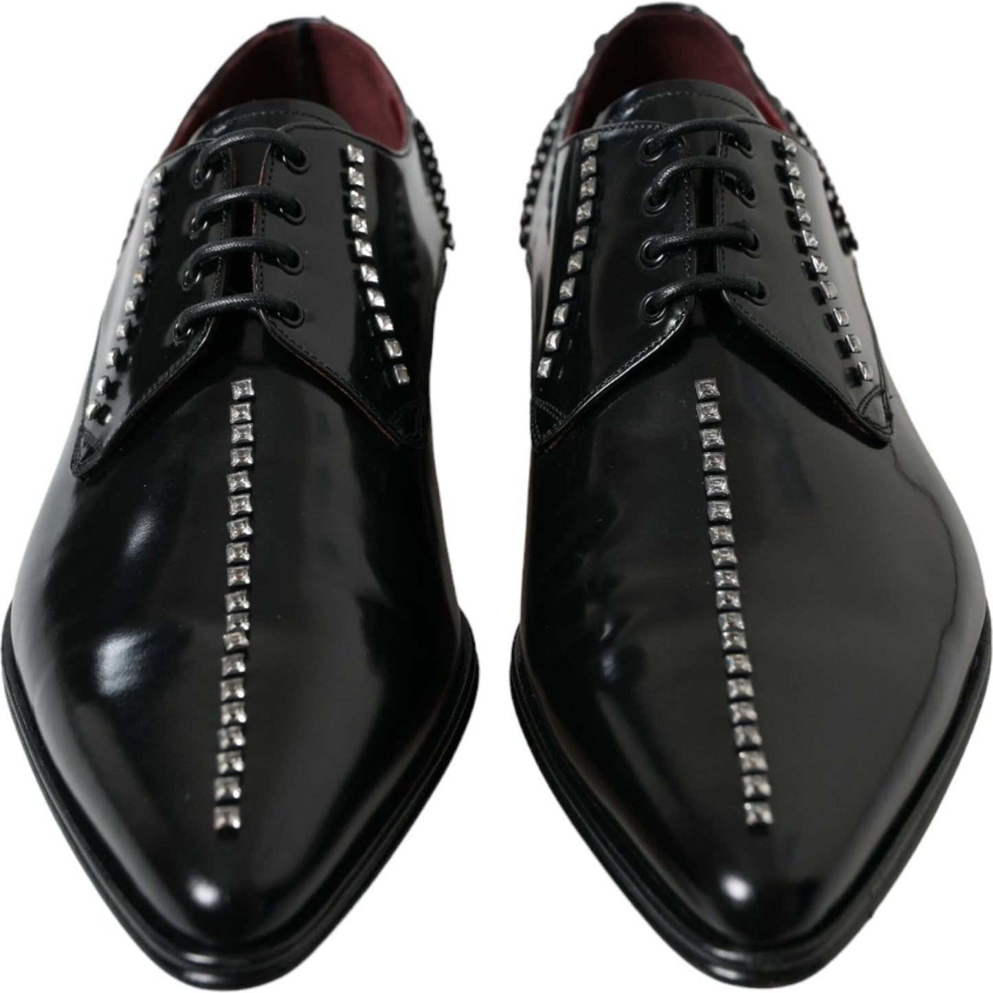 Dolce & Gabbana Black Leather Crystal Dress Formal Shoes MV5595-40