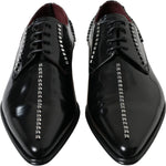 Dolce & Gabbana Black Leather Crystal Dress Formal Shoes MV5595-40
