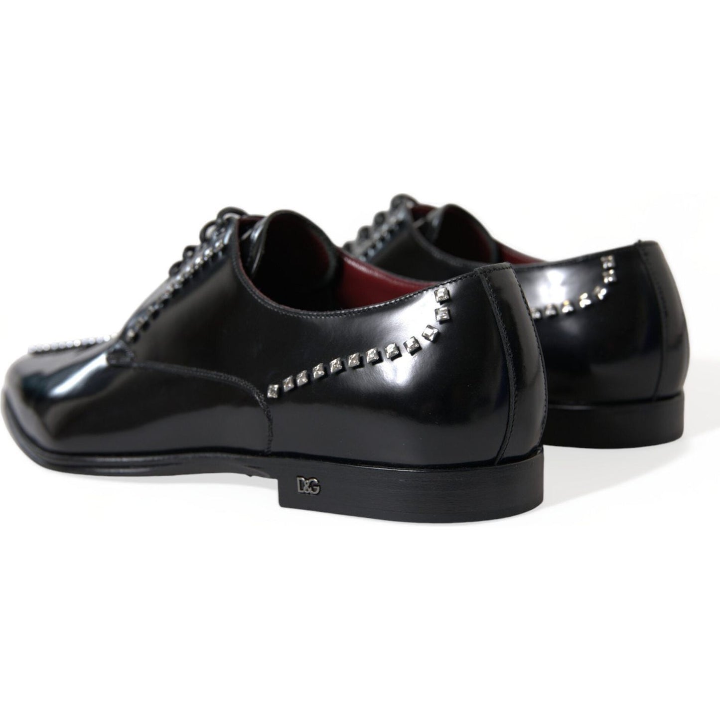 Dolce & Gabbana Black Leather Crystal Dress Formal Shoes MV5595-40