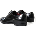 Dolce & Gabbana Black Leather Crystal Dress Formal Shoes MV5595-40