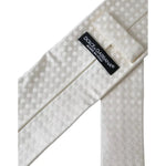 Dolce & Gabbana White Dotted Silk Classic Adjustable Men Tie KRA3372
