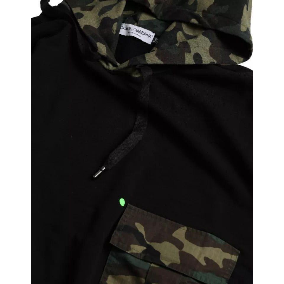 Dolce & Gabbana Black Camouflage Hooded Sweatshirt Sweater TSH86466-52