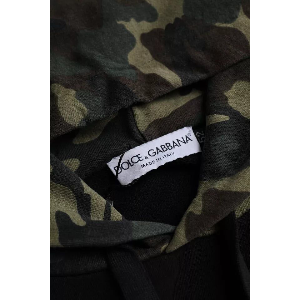 Dolce & Gabbana Black Camouflage Hooded Sweatshirt Sweater TSH86466-52