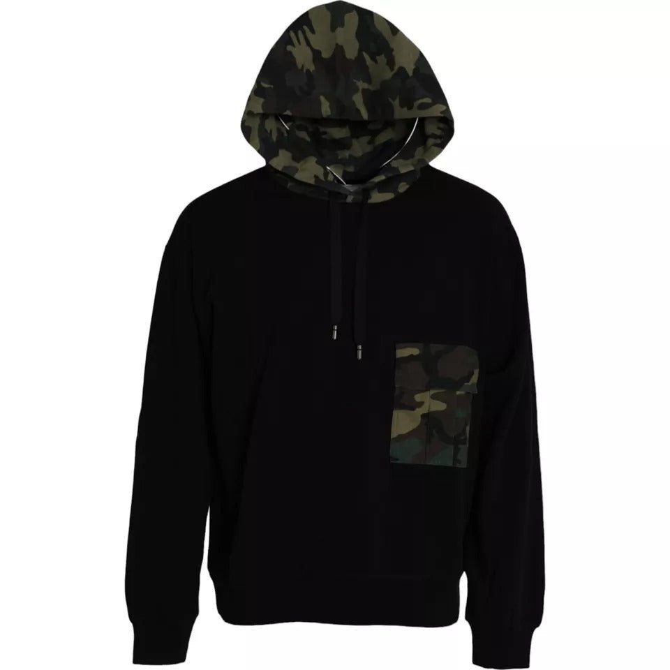 Dolce & Gabbana Black Camouflage Hooded Sweatshirt Sweater TSH86466-52