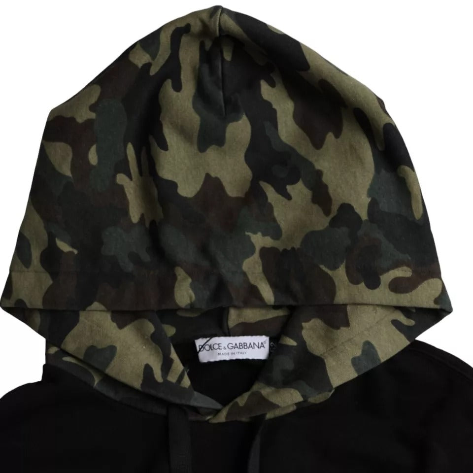 Dolce & Gabbana Black Camouflage Hooded Sweatshirt Sweater TSH86464-56