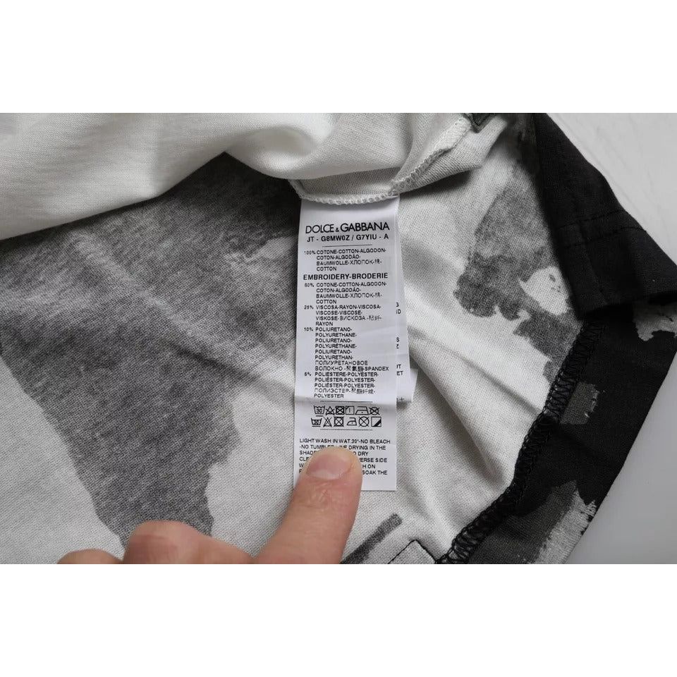 Dolce & Gabbana Black White Camouflage Round Neck T-shirt TSH86427-44