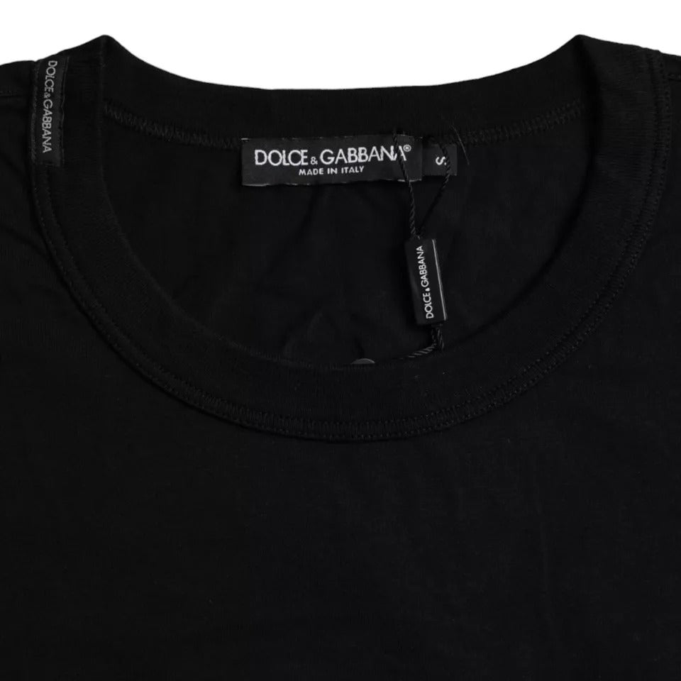 Dolce & Gabbana Black Logo Embossed Cotton Crew Neck T-shirt TSH86416-46