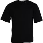 Dolce & Gabbana Black Logo Embossed Cotton Crew Neck T-shirt TSH86416-46